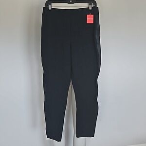 SPANX black ponte straight pants with satin trim-L